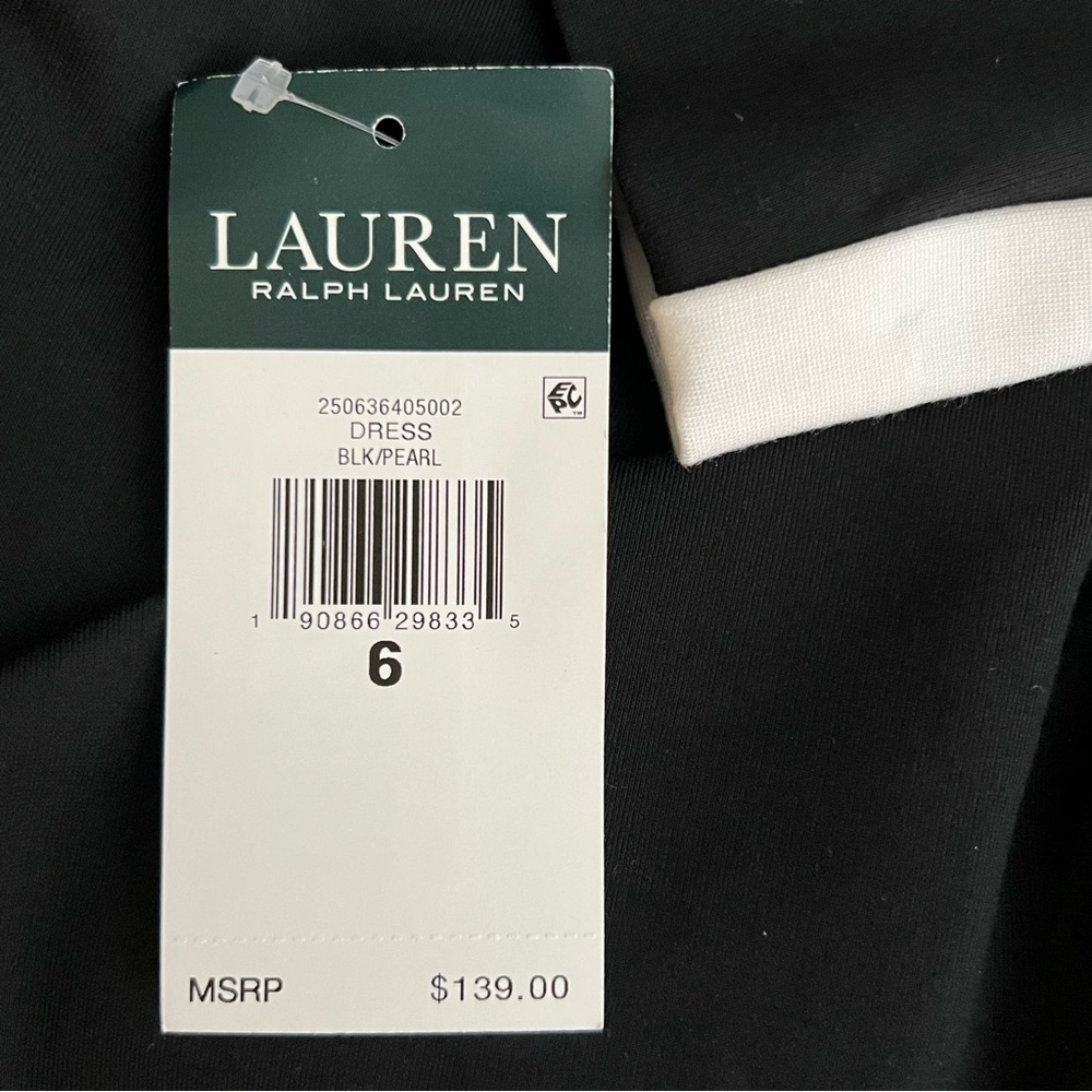 Lauren Ralph Lauren Black & White Knit Dress 6 NWT - Picture 11 of 14